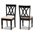 Baxton Studio Reneau Contemporary Fabric Dining Chair, Sand Brown and Espresso, 2/Set (162-2PC-10527HT)