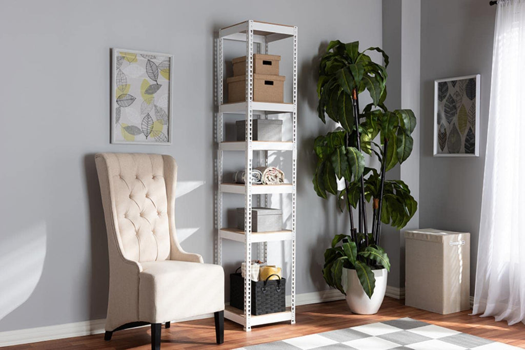 Baxton Studio Gavin Modern and Contemporary White Metal 5-Shelf Closet Storage Racking Organizer