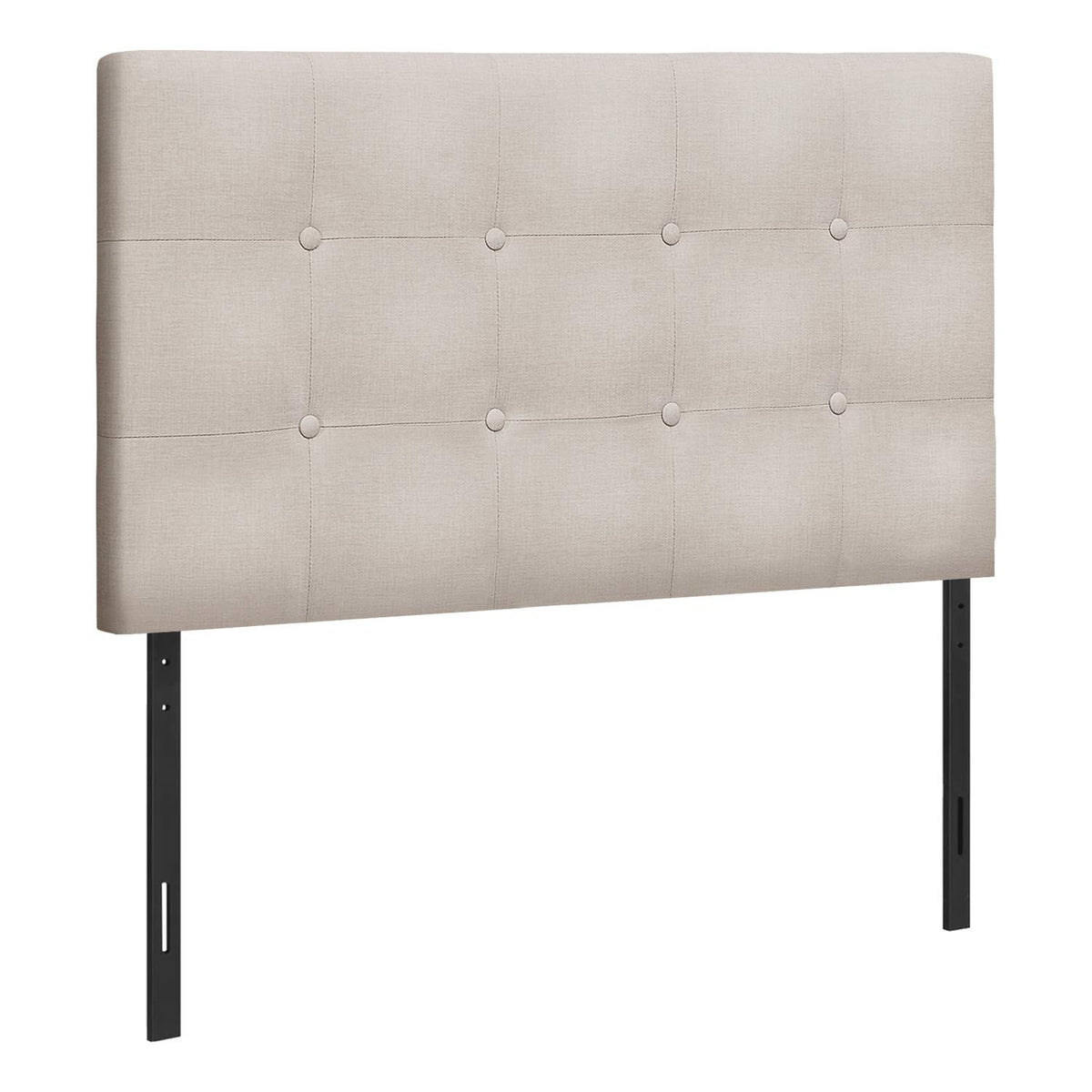 Monarch Specialties 6004T, Twin, Bedroom, Upholstered, Transitional Bed Size Headboard, Beige Linen-Look