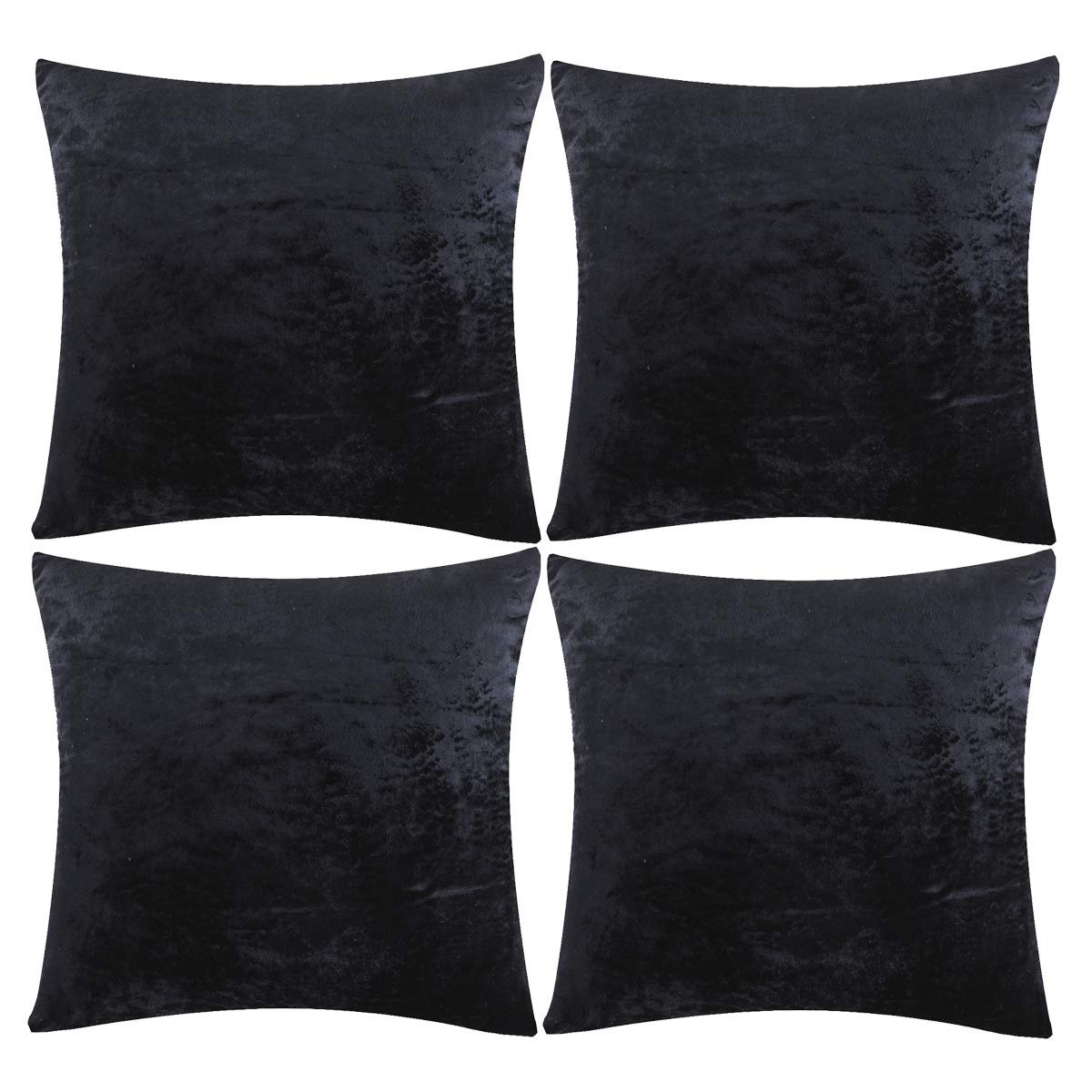 Gigizaza Black Velvet Decorative Throw Pillow Covers Cushion Cover Set Of 4 Yellow Luxury Pillow Cases For Sofa (18X18Inch(45X45