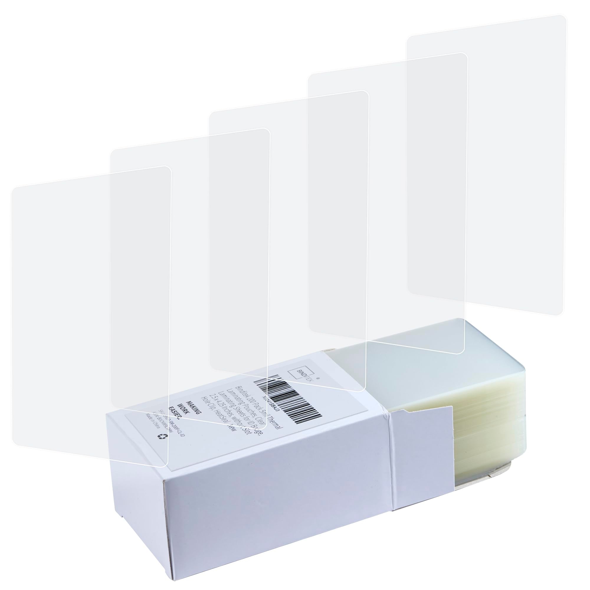 Binditek 200 Pack 5Mil Thermal Laminating Pouches, 2.5 X 4.25 Inches Laminating Sheets, Id Badge Without Clip, No Holes, Ultra C