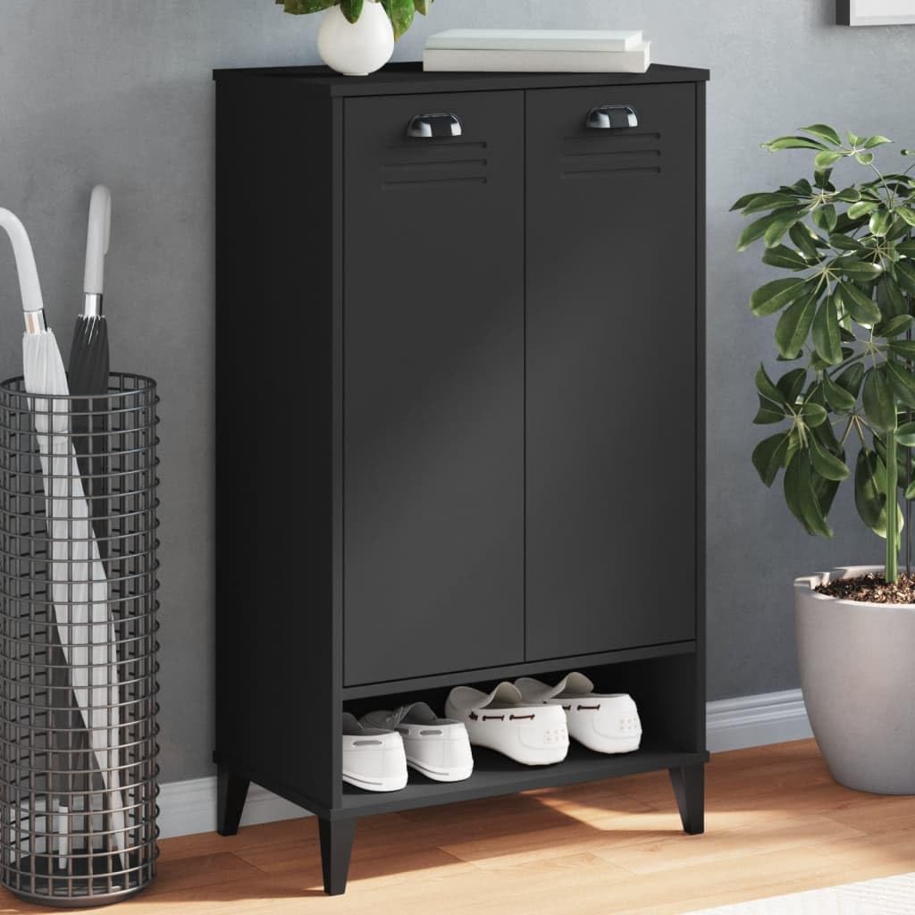 vidaXL VIKEN Shoe Cabinet Solid Wood Black Pine