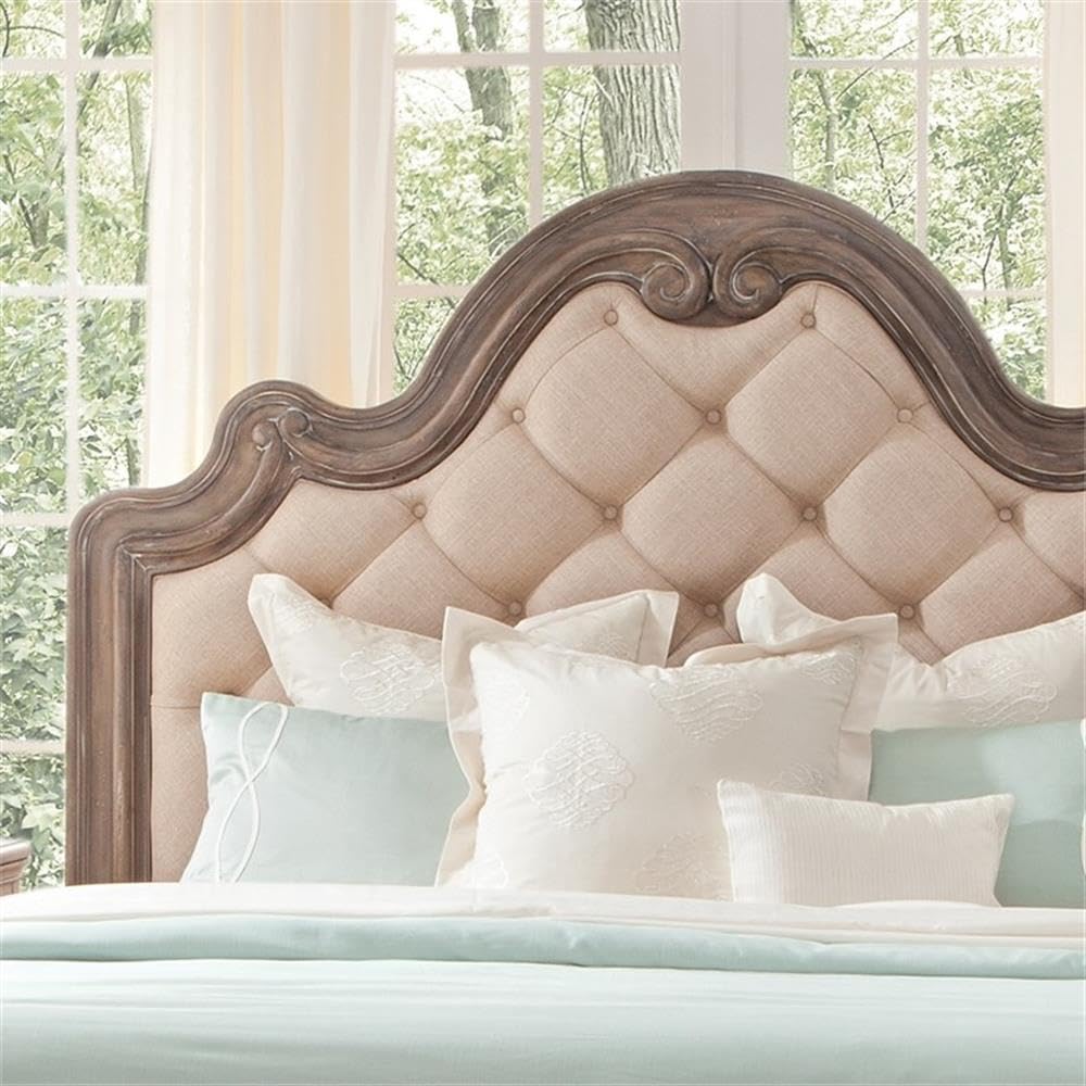 American Woodcrafters Genoa Queen Tufted Gray Upholstered Wood Headboard