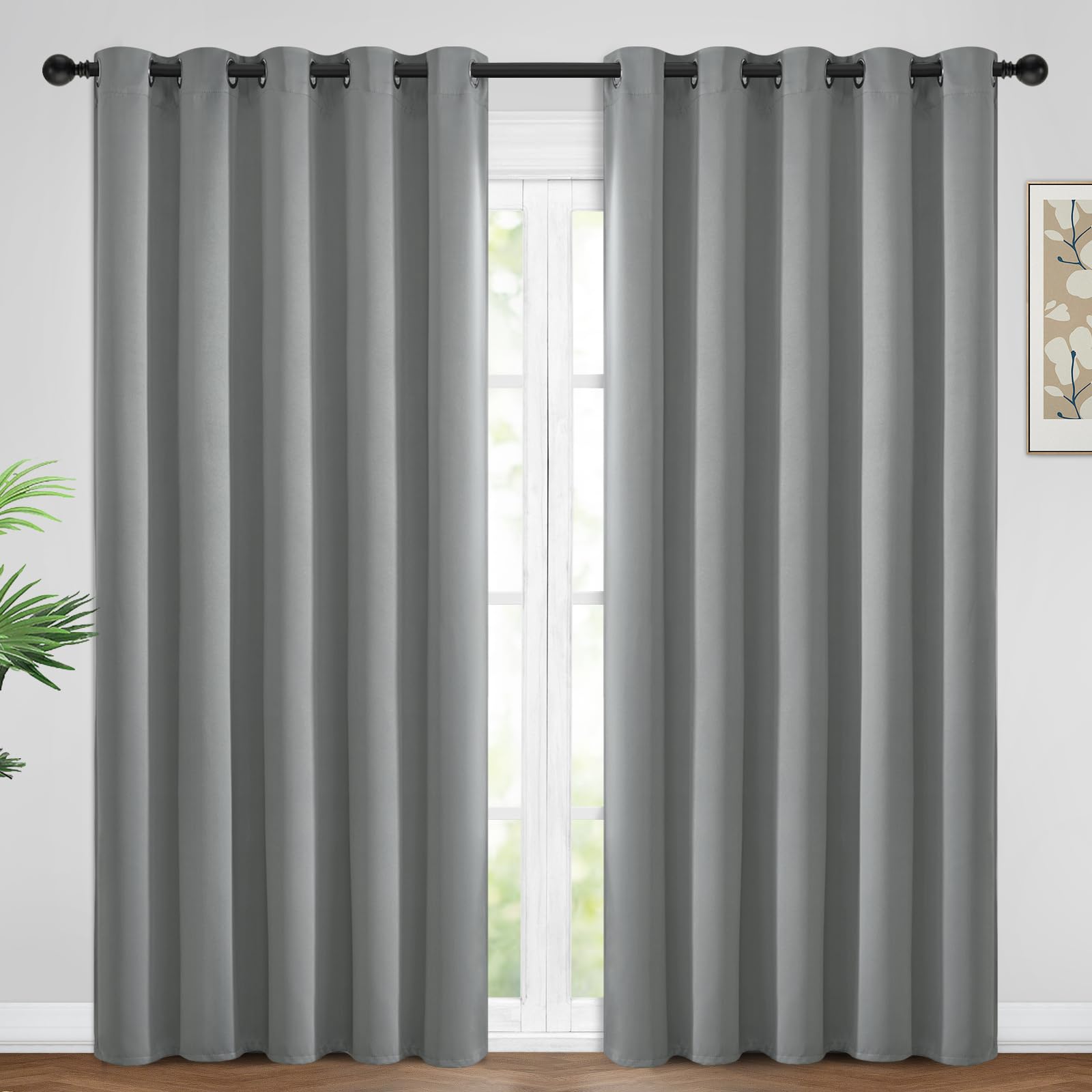 Yakamok Dove Grey Room Darking 96 Inch Length 2 Panel Sets For Livingroom Dining Room Darkening Thermal Insulated Bay Window Hot