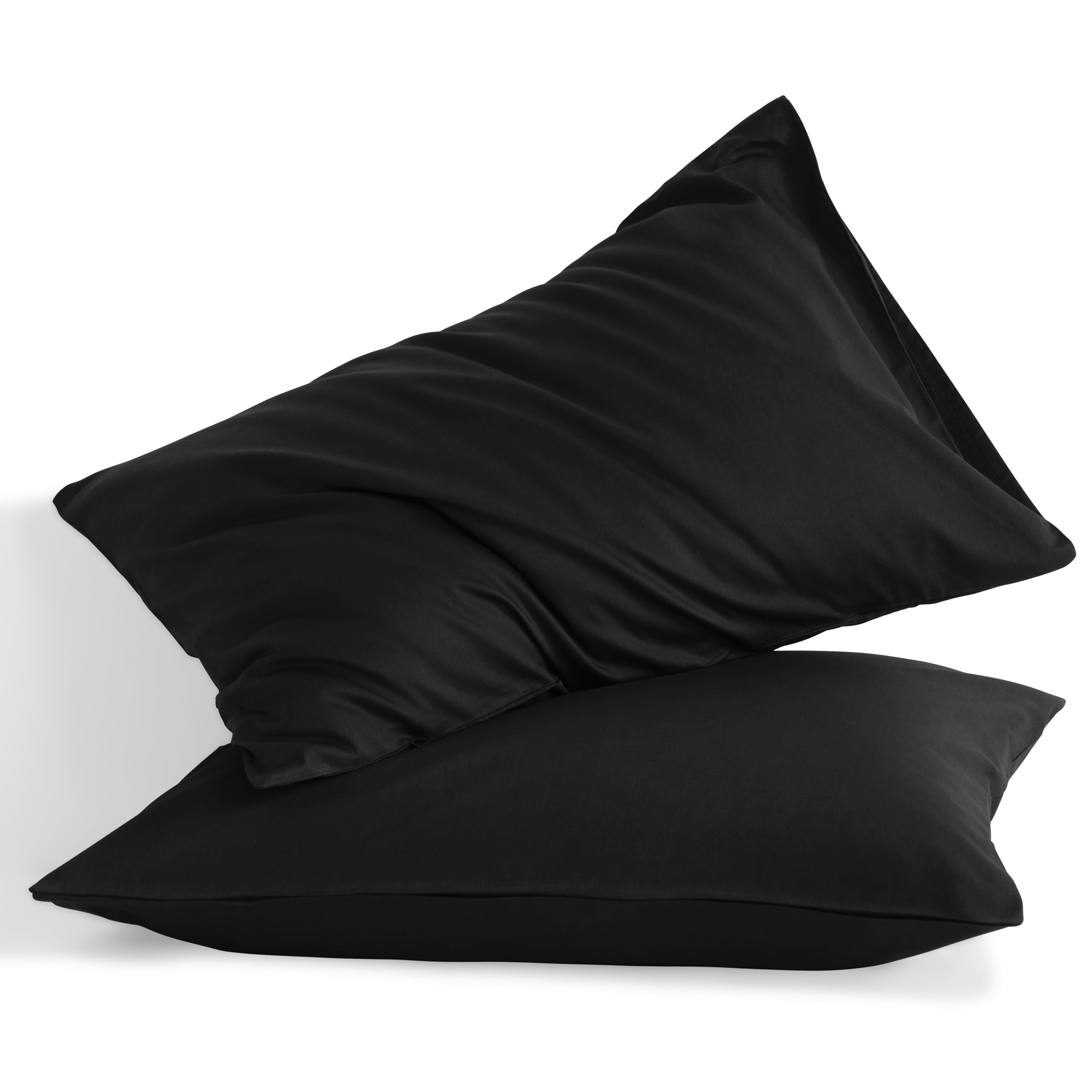 Ntbay King Cotton Pillowcases - Envelope Closure 20X36 Pillowcases Set Of 2, Breathable And Soft Bed Pillow Cases, Black