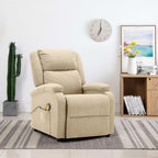 vidaXL Electric Massage Chair, Manual Recline, Cream Fabric Seat with 6-Point Vibration Massage, Adjustable Backrest and Footrest