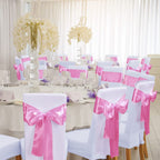 Satin Chair Sashes Ties - Babenest Upgraded 50 Pcs Chair Ribbons Bows For Wedding Banquet Party Christmas Events Decoration (Pink)
