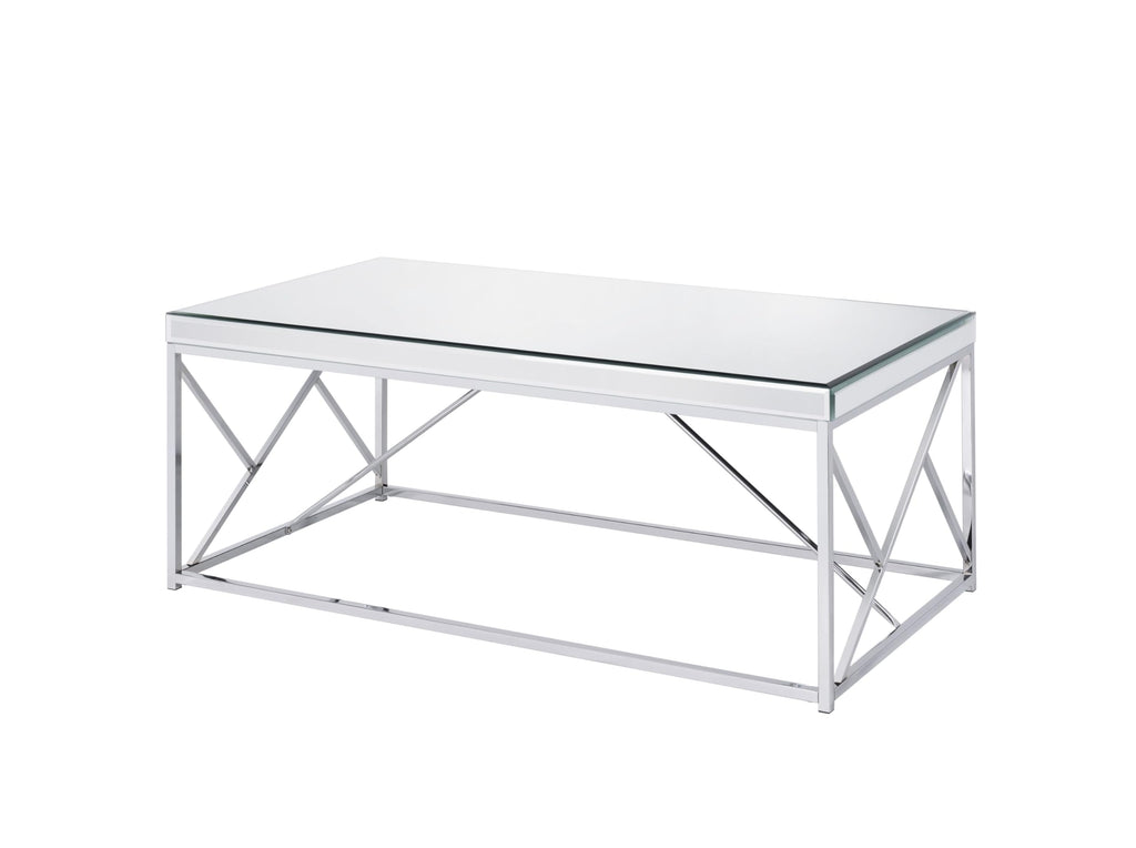 Steve Silver Co Evelyn Table, 47.25 x 24 x 20, Mirror, Shiny Chrome