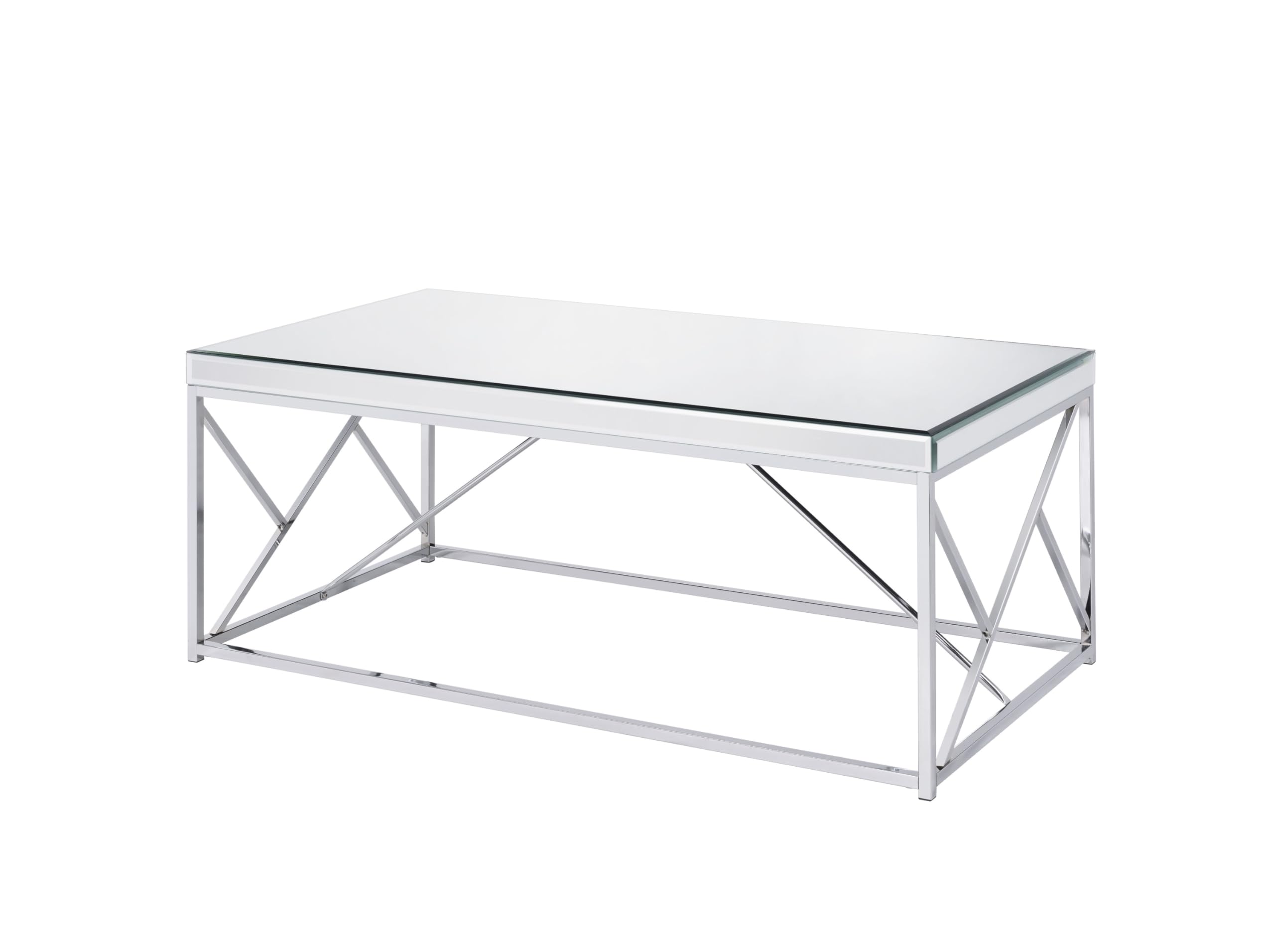 Steve Silver Co Evelyn Table, 47.25 x 24 x 20, Mirror, Shiny Chrome