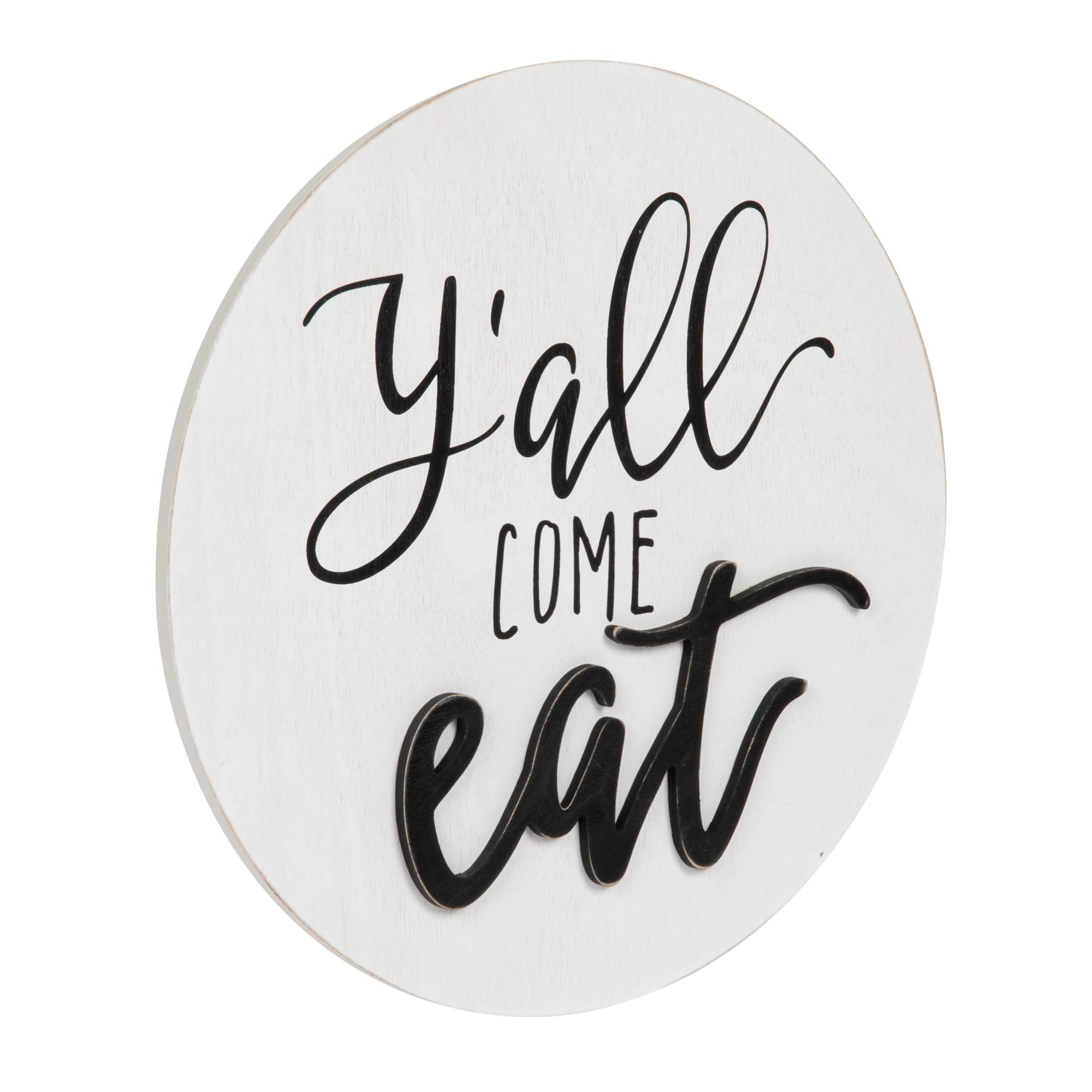 Creative Co-Op Yall Come Eat Square Pine Wood Wall D  cor