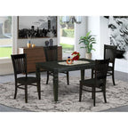 East West Furniture Weva5-Blk-W 5 Piece Dining Room Table Set Includes A Rectangle Wooden Table With Butterfly Leaf And 4 Kitchen Dining Chairs, 42X60 Inch, Black