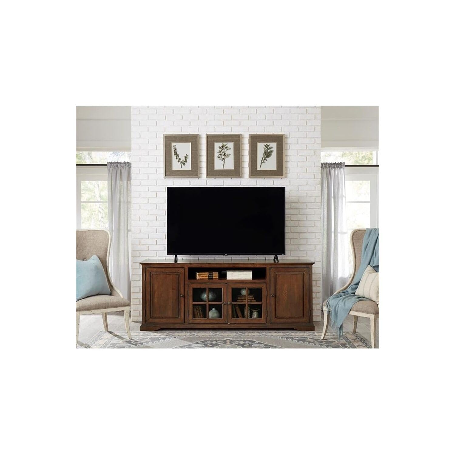 Progressive Furniture Hamilton Wood 82 Inch Tv Console In Auburn Cherry