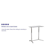 Flash Furniture Merritt Sit-Down, Stand-Up Light Gray Computer Ergonomic Desk with 37.375''W Top (Adjustable Range 29'' - 40.75'')