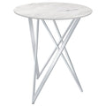 Coaster Home Furnishings Bexter Faux Marble Round Top Bar Table White and Chrome
