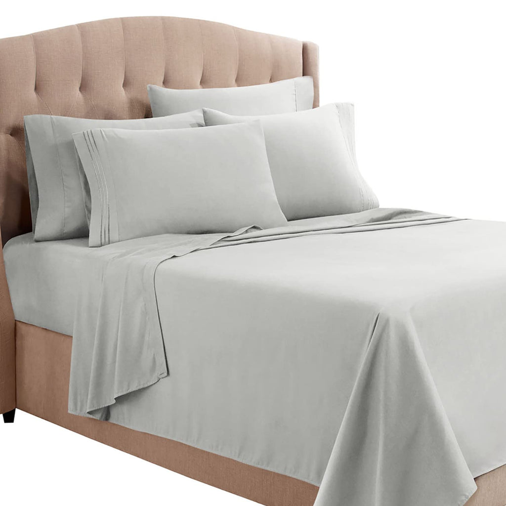 Clara Clark Bed Sheets, Premier 1800 Series Bed Sheet Set With Extra Set Pillowcases, Deep Pocket Fitted Sheet, Luxury Soft Bedding Sheets & Pillowcases, Queen, Silver