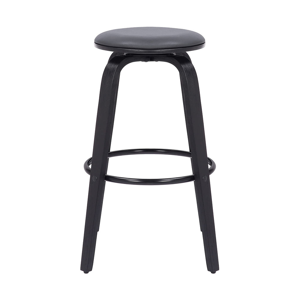 HomeRoots Poplar, Faux Leather, Chrome Metal 30â€ Gray Faux Leather Backless Modern Swivel Bar