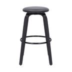 HomeRoots Poplar, Faux Leather, Chrome Metal 30â€ Gray Faux Leather Backless Modern Swivel Bar