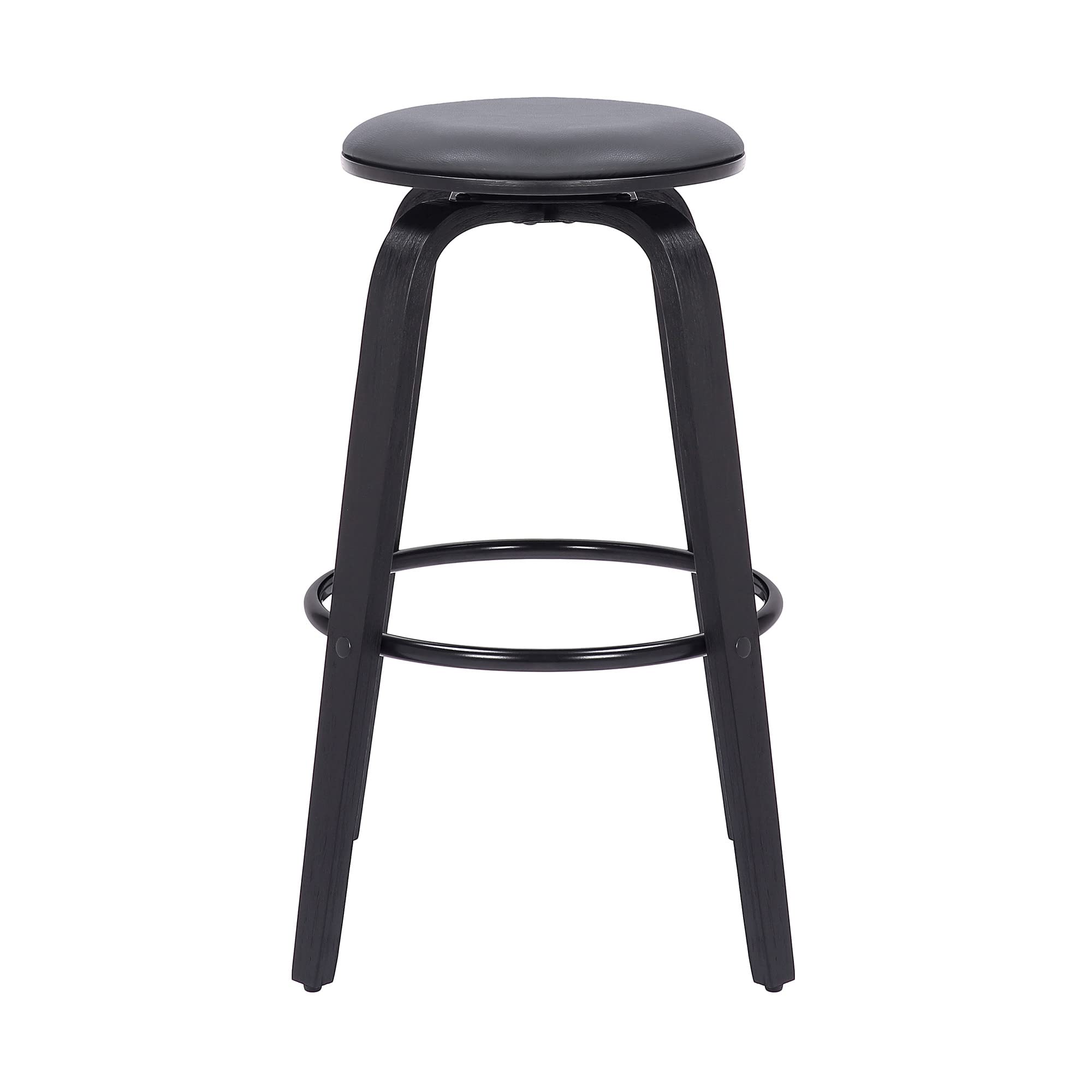 HomeRoots Poplar, Faux Leather, Chrome Metal 30â€ Gray Faux Leather Backless Modern Swivel Bar