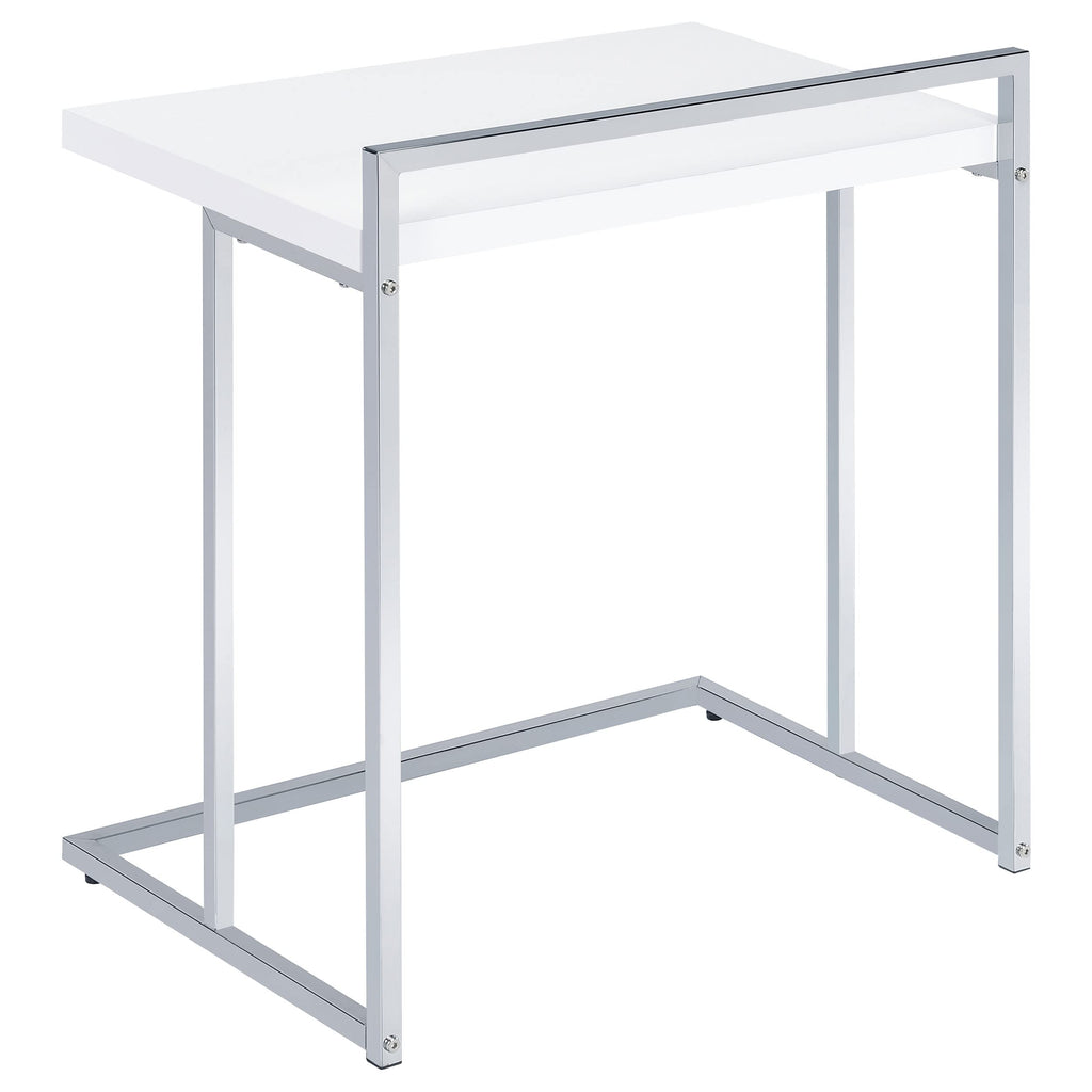 Coaster Home Furnishings Dani Rectangular Snack Table with Metal Base White and Chrome