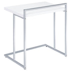 Coaster Home Furnishings Dani Rectangular Snack Table with Metal Base White and Chrome