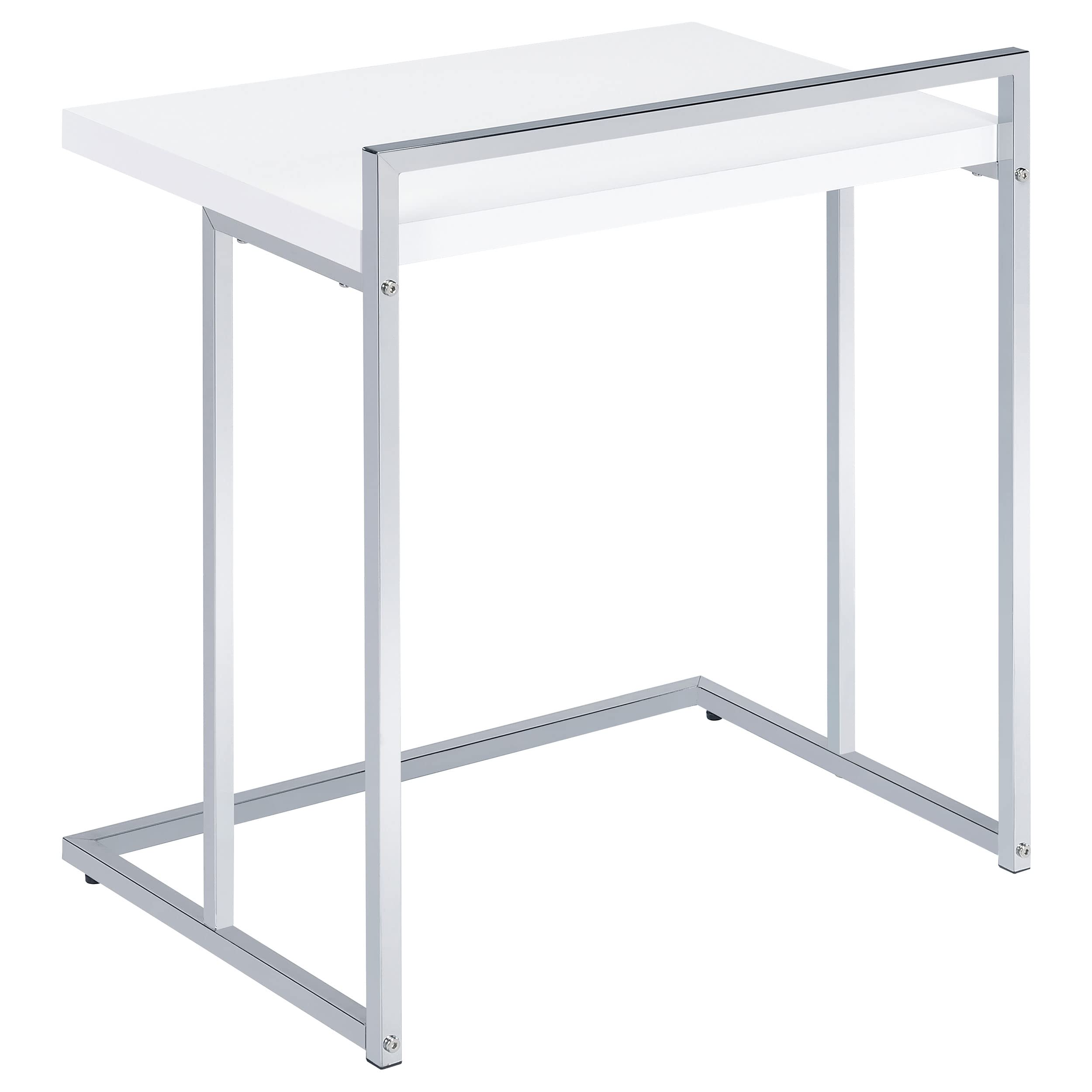 Coaster Home Furnishings Dani Rectangular Snack Table with Metal Base White and Chrome