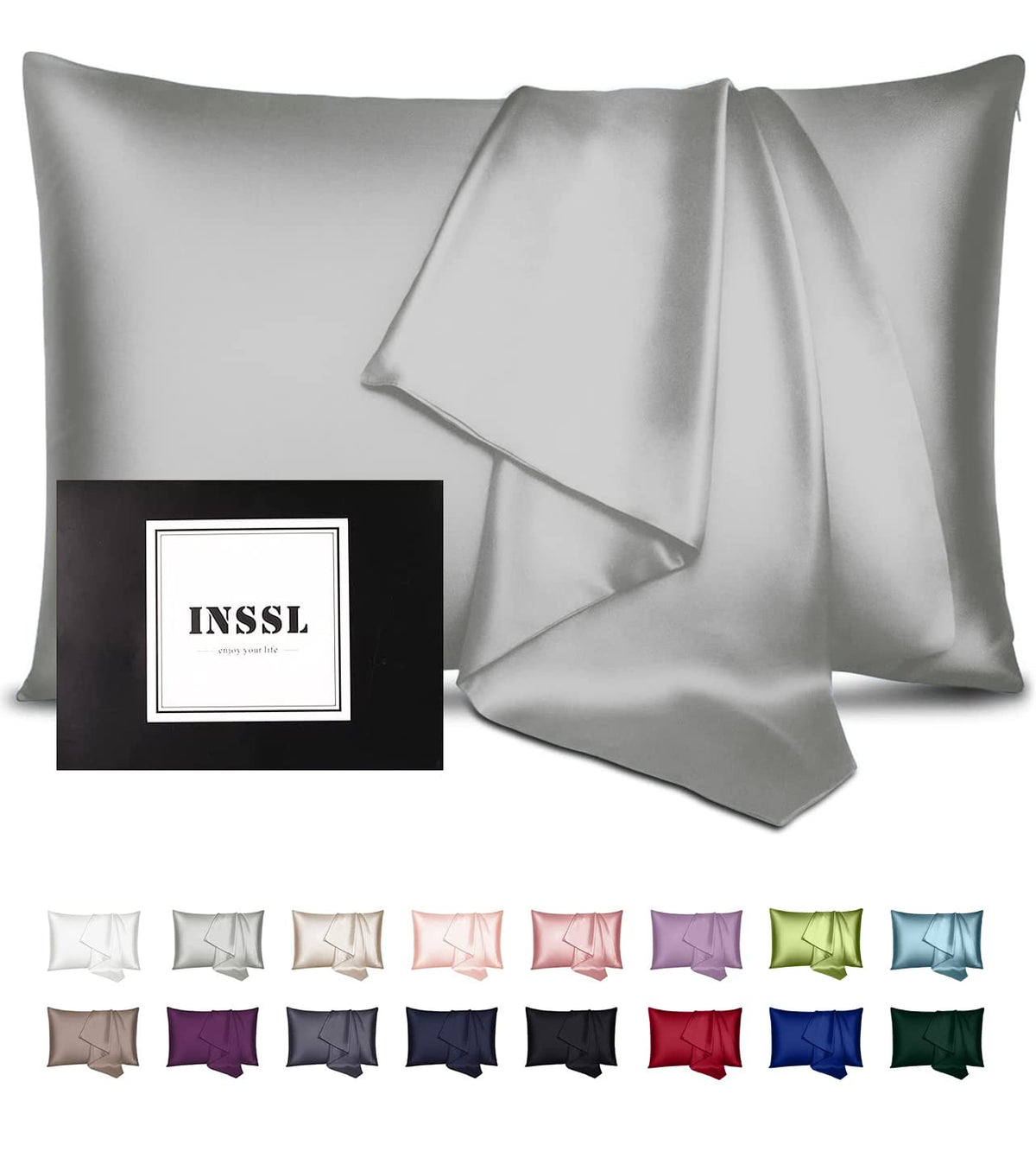 Inssl Silk Pillowcase For Women, Mulberry Silk Pillowcase For Hair And Skin And Stay Comfortable And Breathable During Sleep (St