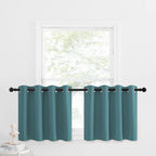Nicetown Blackout Kitchen Tiers Window Curtains - Grommet-Top Window Treatment Curtain Valances Draperies Panels For Bathroom/Nursery, 2 Pcs, 52 Inches Wide X 24 Inches Long, Sea Teal