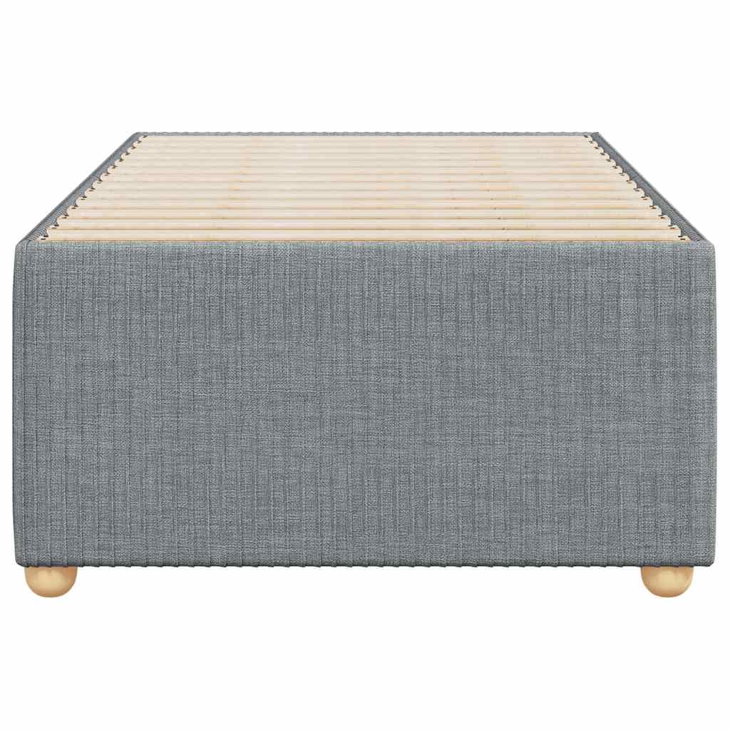 vidaXL Upholstered Bedstead Twin Mattress Base - Light Gray, Poly-Fabric Frame with Slats for Bedroom