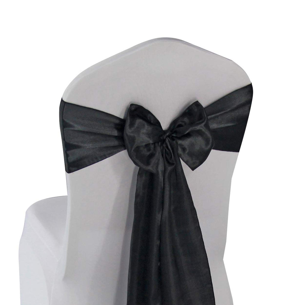 Welmatch Purple Satin Chair Sashes Bows - 50 Pcs Wedding Banquet Party Event Decoration Chair Bows (Purple, 50)