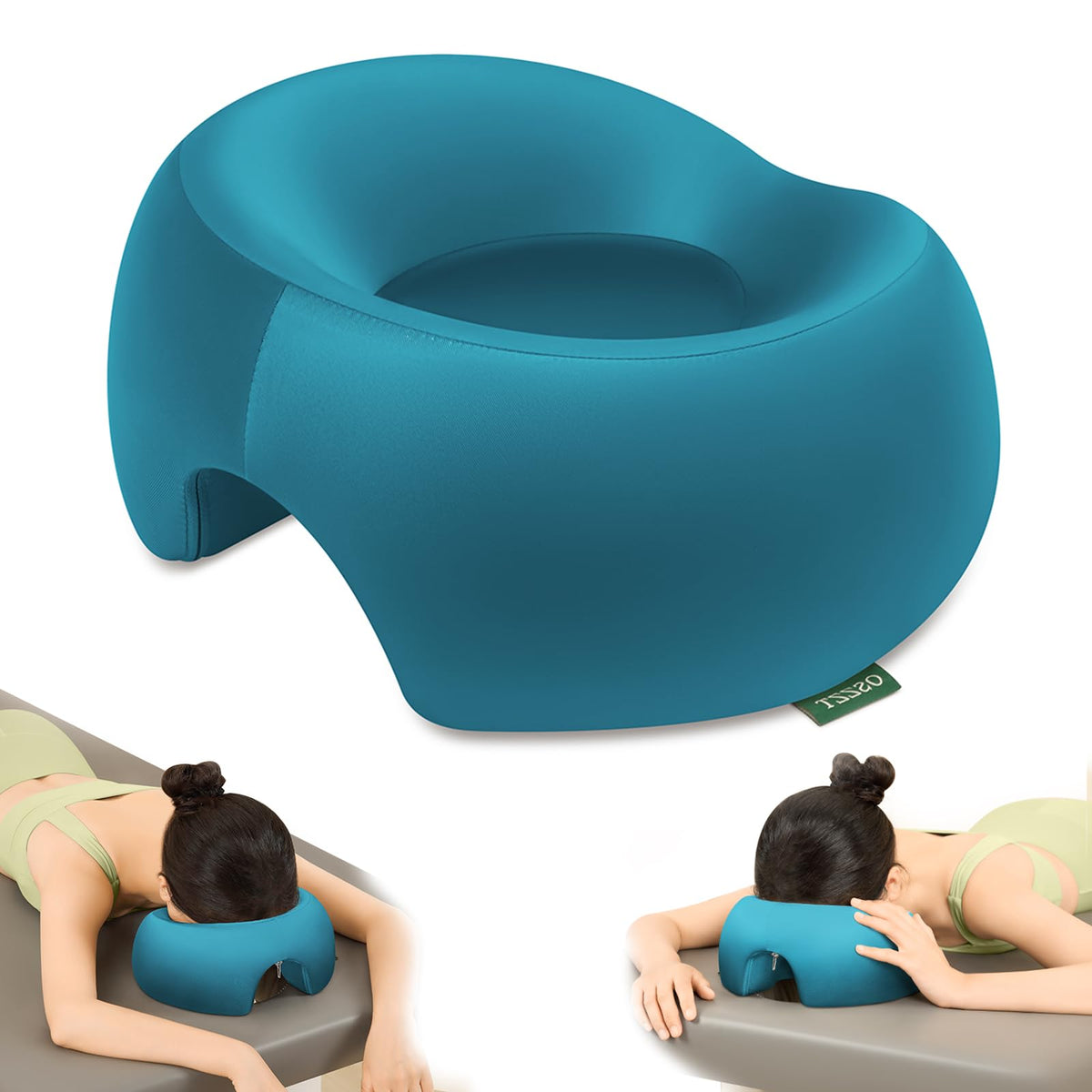 OSZZT Memory Foam Prone Massage Pillow  Ergonomic Face Down Pillow for Massage Table, Home Sleeping & PostSurgery Recovery Com