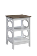 Convenience Concepts Omega End Table with Shelves, Driftwood Top/White, 15.75 in x 15.75 in x 23.75 in