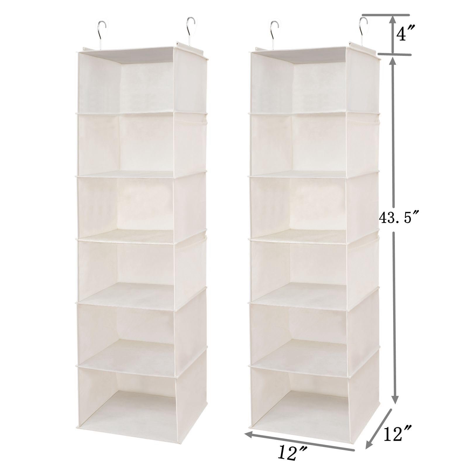 Brilliantjo 6 Shelves Hanging Closet Organizer, 2 Pack Hanging Storage With 4 Side Pockets For Clothes Shoes, 43.5''X12''X12''(B