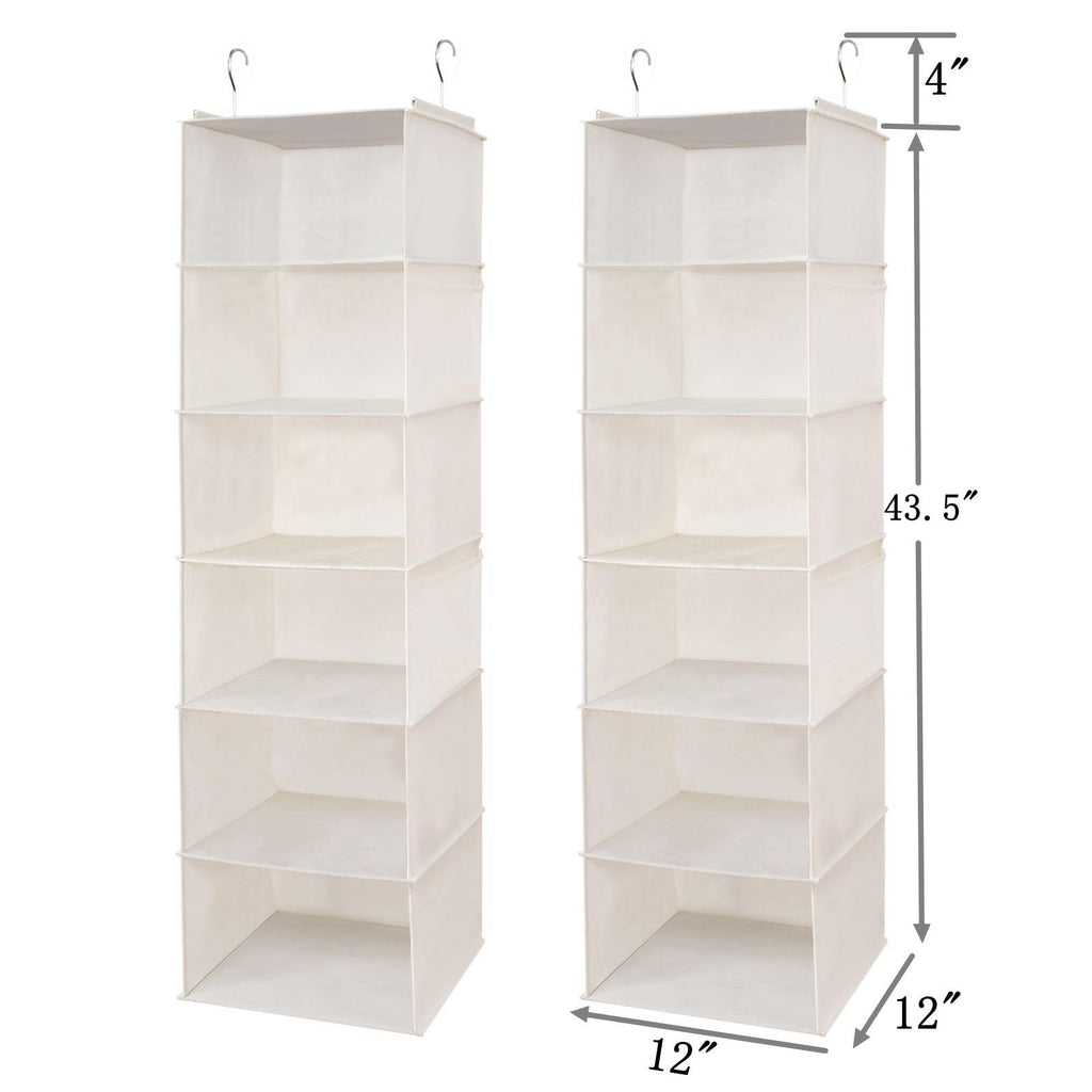 Brilliantjo 6 Shelves Hanging Closet Organizer, 2 Pack Hanging Storage With 4 Side Pockets For Clothes Shoes, 43.5''X12''X12''(B