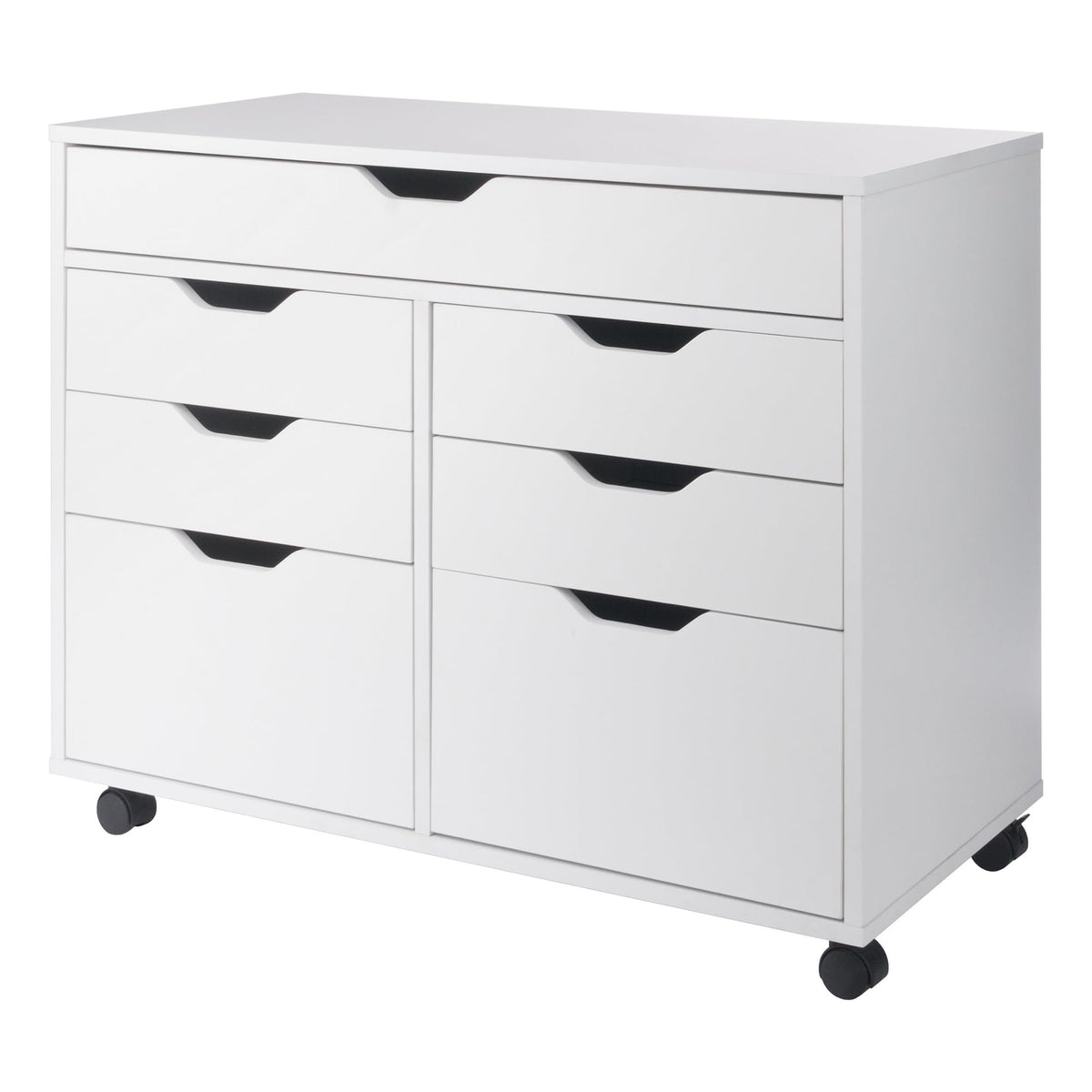 Winsome Halifax Storage Mobile Cabinets, 2 Doors, 4 Drawers, 1 Wide Drawer, For Home Office, White