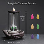 Haiswonsa Pumpkin Incense Burner Holder - Backflow Waterfall Cone Incense Holder, Led Ceramic Unique Claw Incense Burner With 15