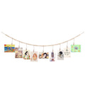 QXUJI Wall Hanging Photo Display with Wooden Beads Garland, Collage Picture Frame for Boho Wall Decoration, Photo Holders with 9