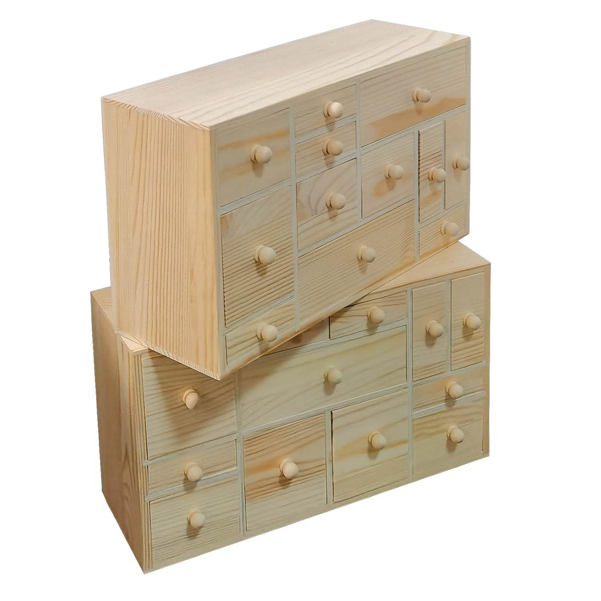 Gkesgm Wooden Countdown to Christmas Advent Calendar, Storage Organizer with 24 Drawers, Jewelry Box, Desktop Organizer, DIY Unf