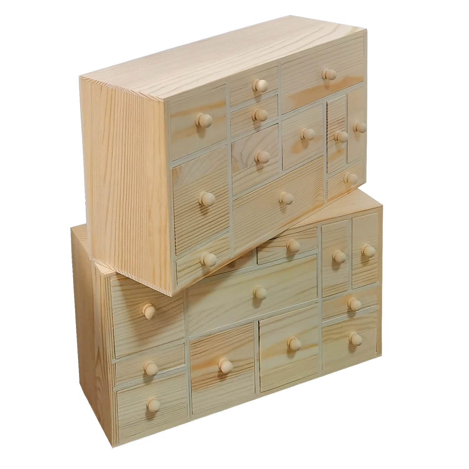 Gkesgm Wooden Countdown to Christmas Advent Calendar, Storage Organizer with 24 Drawers, Jewelry Box, Desktop Organizer, DIY Unf