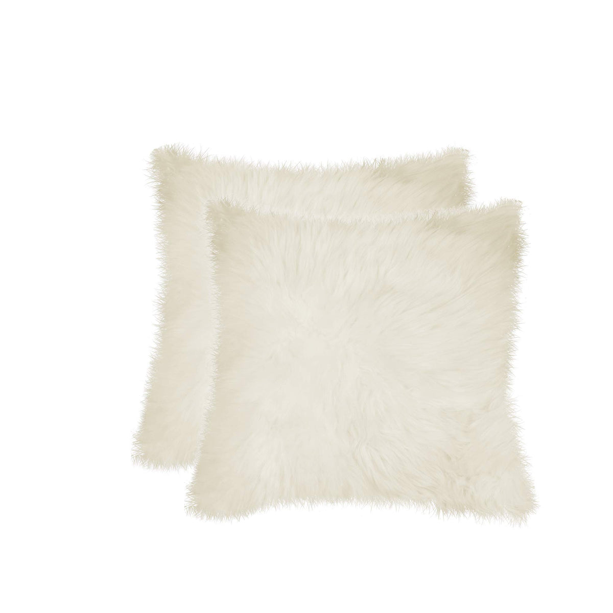 HomeRoots New Zealand Sheepskin, Microsuede, Polyfill 18'' X 18'' X 5'' 2 Pcs Lovely Natural Sheepskin Pillow