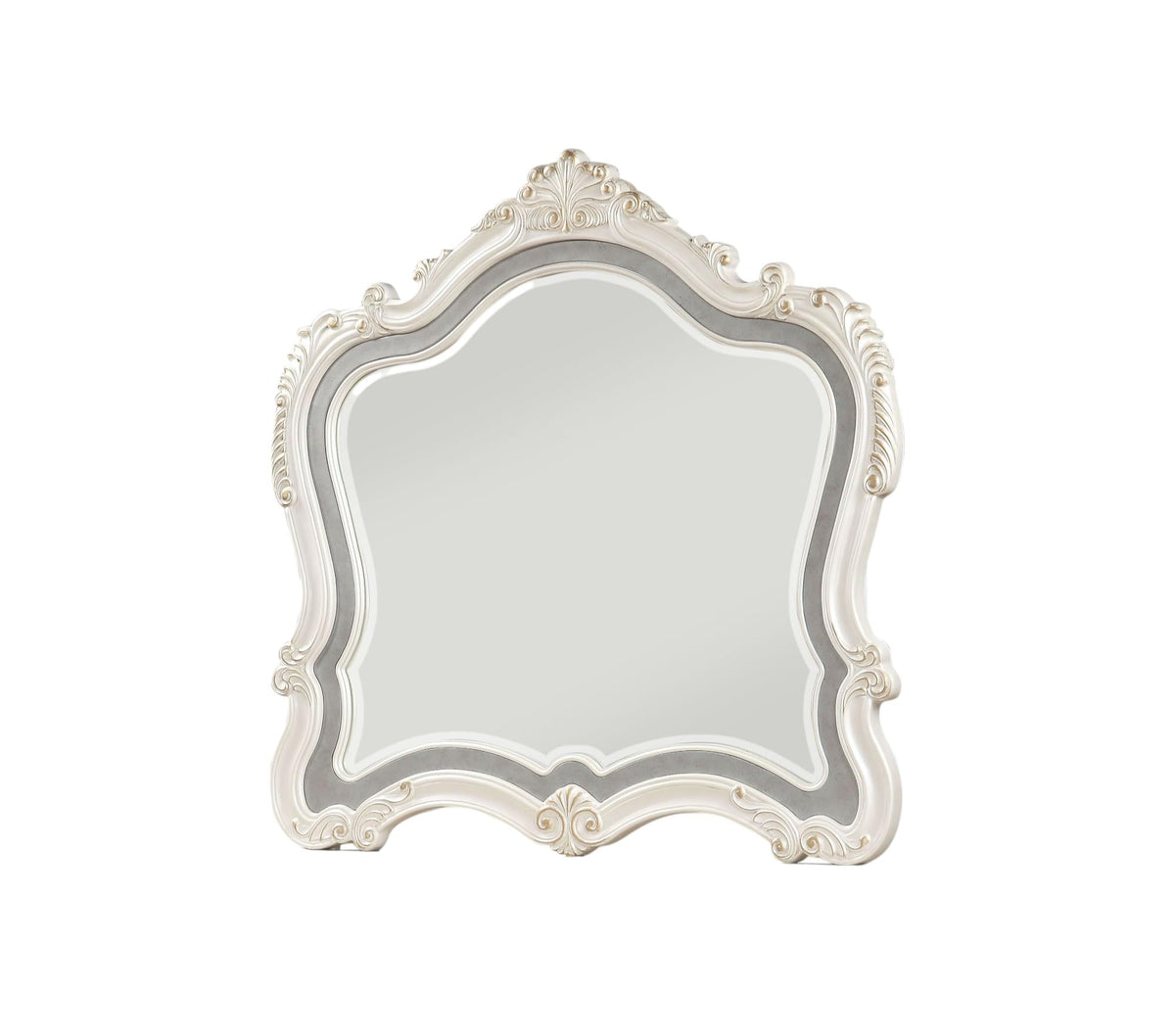 Acme Chantelle Wooden Frame Mirror In Pearl White