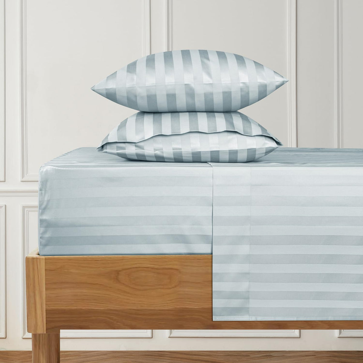 Urbanhut 1000 Thread Count Damask Striped Full Sheet Set Egyptian Cotton, Long Staple Soft & Breathable, 4 Pc Bed Sheet Sets, Lu