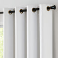 Jinchan 100% Blackout Curtain 84 Inches Long White Curtain For Bedroom Living Room Linen Textured Thermal Insulated Curtain Grommet Top Window Drape 1 Panel White