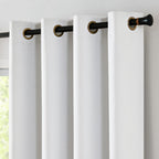 Jinchan 100% Blackout Curtain 84 Inches Long White Curtain For Bedroom Living Room Linen Textured Thermal Insulated Curtain Grommet Top Window Drape 1 Panel White