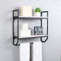 2-Tier Metal Industrial 23.6 Bathroom Shelves Wall Mounted,Rustic Wall Shelf Over Toilet,Towel Rack with Towel Bar,Utility Stora