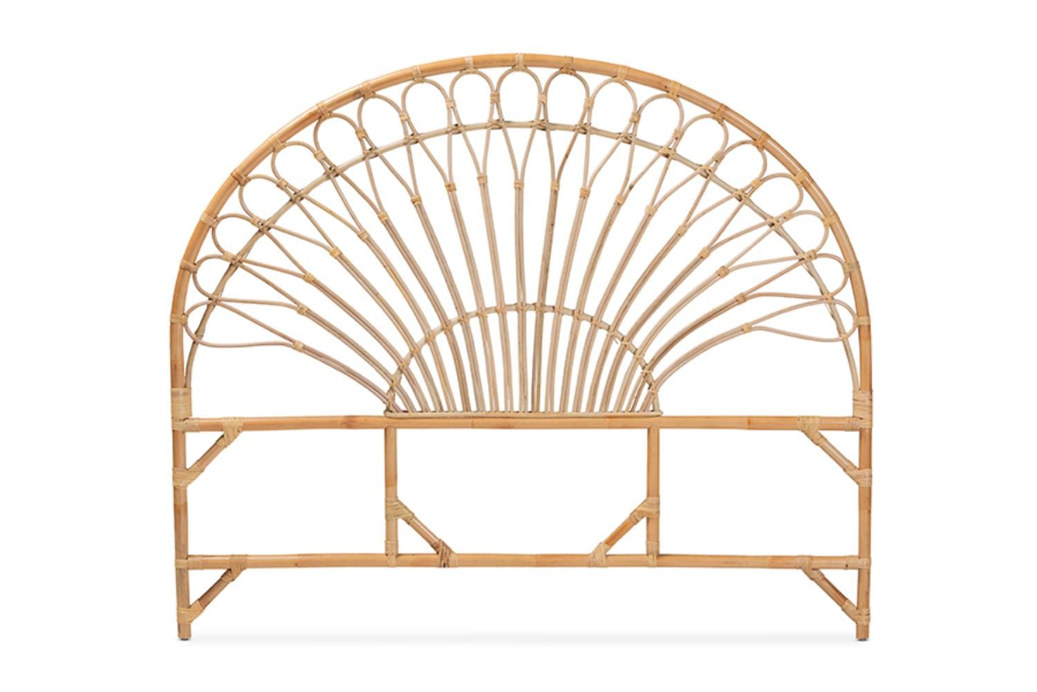 Baxton Studio Devereaux Modern Bohemian Natural Brown Rattan Queen Size Standalone Headboard