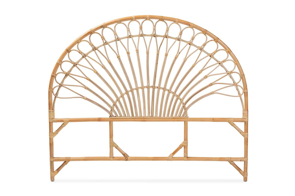 Baxton Studio Devereaux Modern Bohemian Natural Brown Rattan Queen Size Standalone Headboard