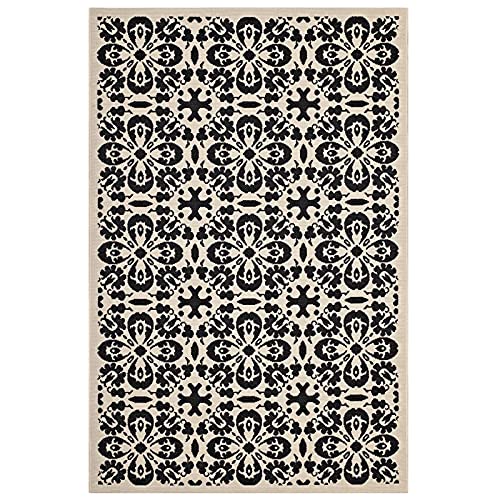 Modway Ariana Vintage Floral Trellis 4X6 Indoor And Outdoor Area Rug In Black And Beige