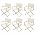 Grand Patio Extra-Wide 6-Pack Directors Chairs, Folding Dining Chair Set Of 6 With Sling And Woodgrain Armrests, Outdoor, Aprico