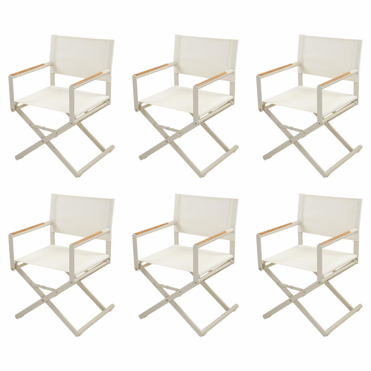 Grand Patio Extra-Wide 6-Pack Directors Chairs, Folding Dining Chair Set Of 6 With Sling And Woodgrain Armrests, Outdoor, Aprico