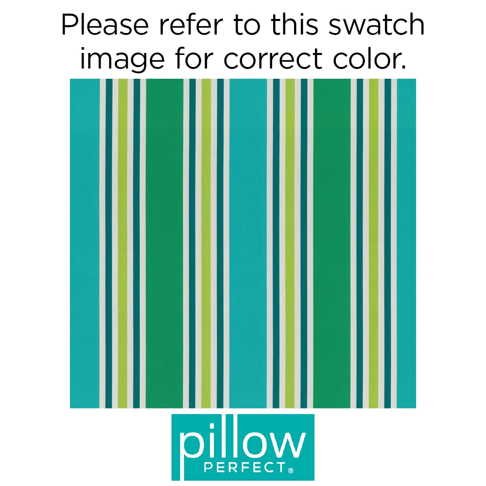 Pillow Perfect Stripe Indoor/Outdoor Accent Throw Pillow, Plush Fill, Weather, And Fade Resistant, Floor - 25' X 25', Blue/Gre
